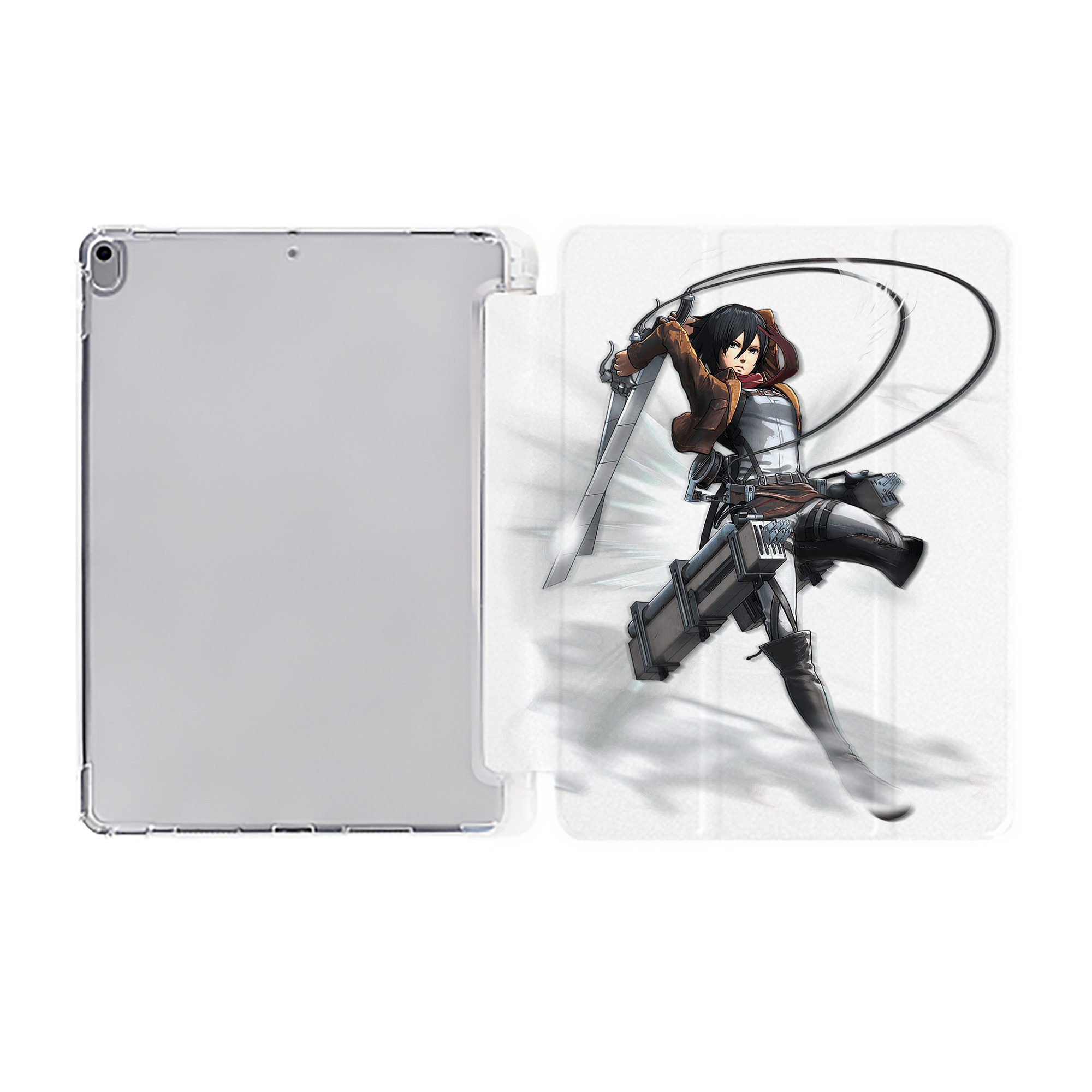 進撃の巨人 ミカサ·アッカーマン Attack on Titan Mikasa Ackerman IPad ケース ペン収納付き 三つ折りスタンド PUレザー×シリコン 対応機種9.5/10.5/10.9インチ